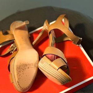 Coach Leather Heeled sandals in Tan.
